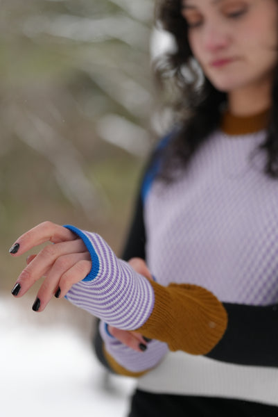 fingerless mitts - stripes | pain d'épice