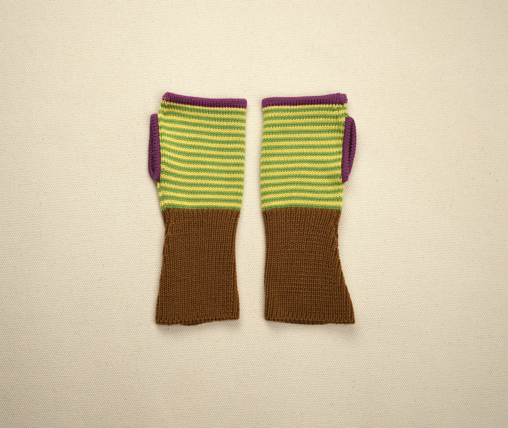 fingerless mitts - stripes | raspberry lime