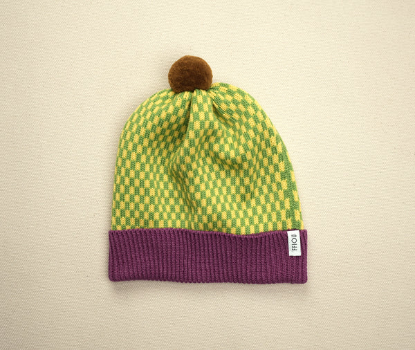 tuque - checks | raspberry lime