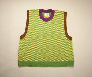 sweater vest - checks | raspberry lime