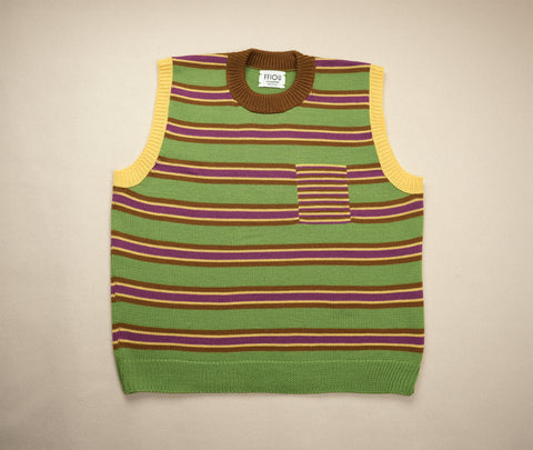 sweater vest - stripes | raspberry lime